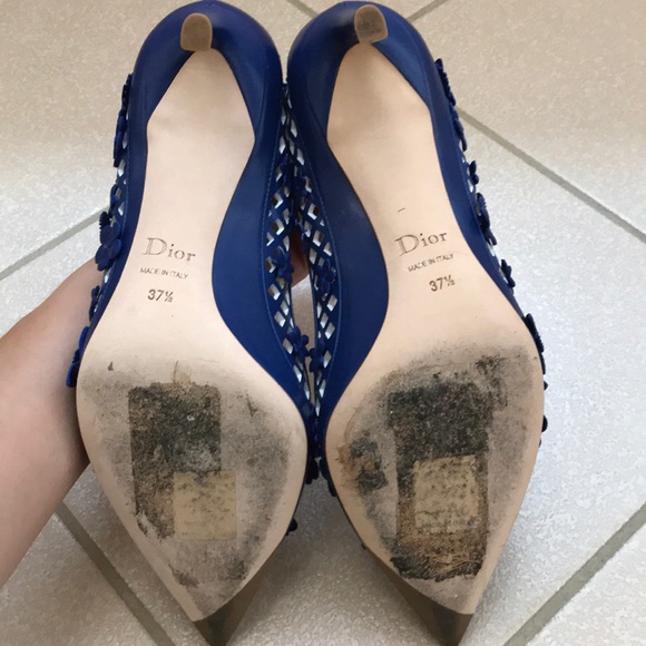 Dior Flower Embellished Leather Pumps Sz 37.5 - Picture 6 of 8